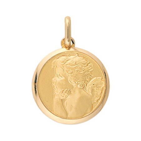 Médaille ange rêveur - 16 mm - Or 9 carats jaune - La Petite Française
