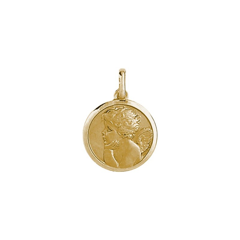 Médaille ange rêveur - 18 mm - Or 9 carats jaune - La Petite Française