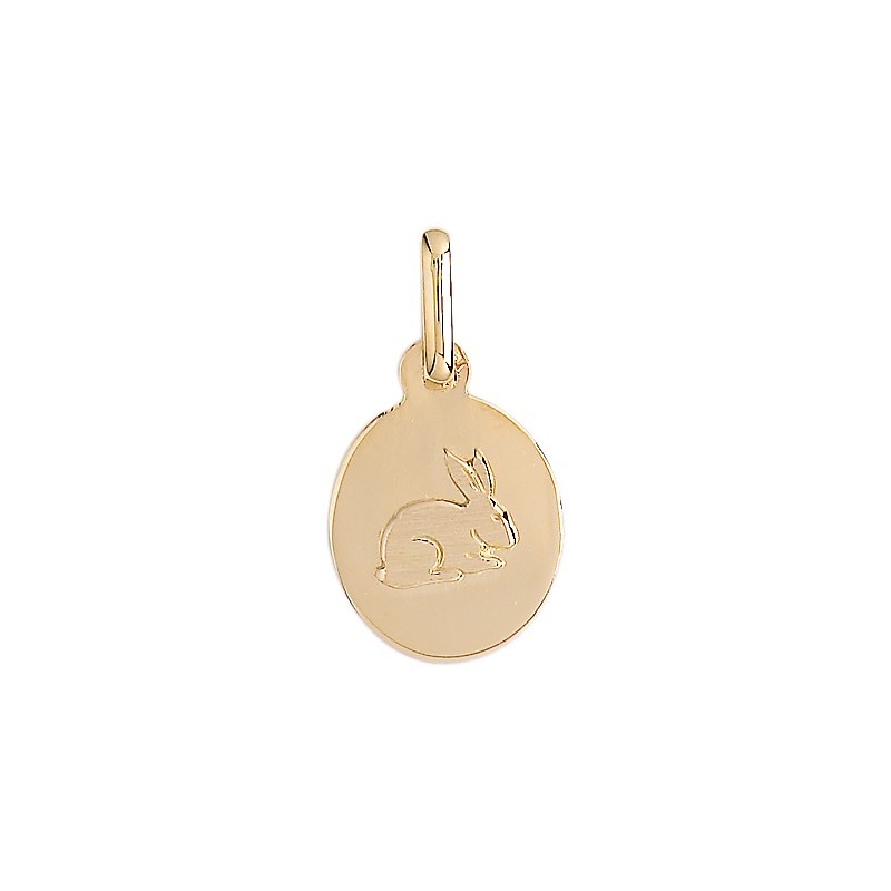 Médaille lapin ovale Or 9 carats jaune - La Petite Française