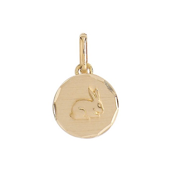 Médaille lapin ronde Or 9 carats jaune - La Petite Française