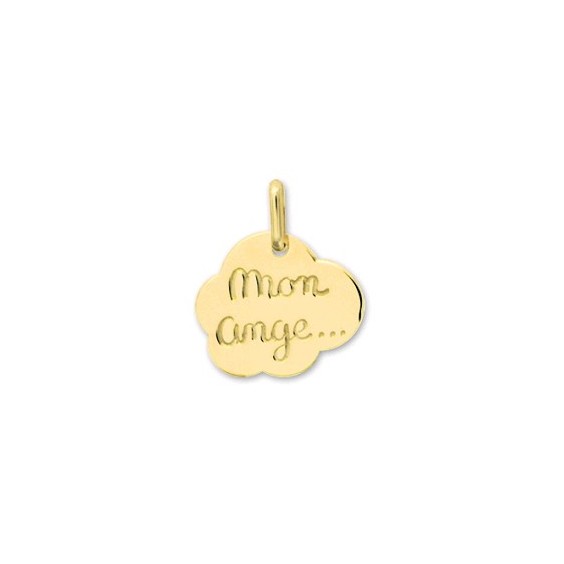 Médaille nuage " mon ange" Or 9 carats jaune - La Petite Française