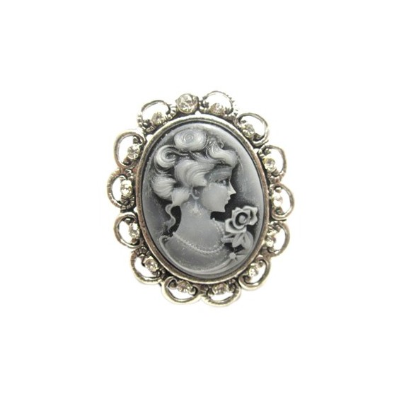 Bague camée bleu et strass