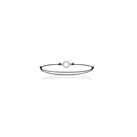 Bracelet cordon anneau strass argent - La Petite Française