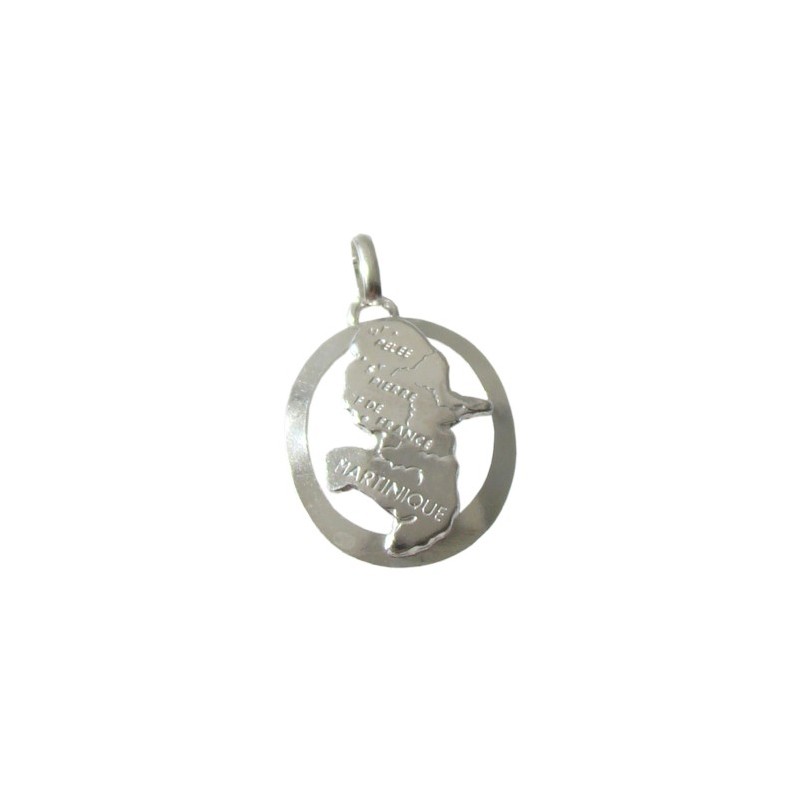Pendentif carte Martinique cerclée argent Pendentif carte Martinique cerclée argent