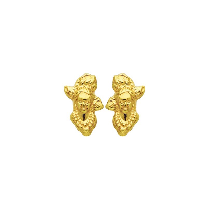 Boucles d'oreilles tête Antillaise Or 18 carats - 6 MM - La Petite Française