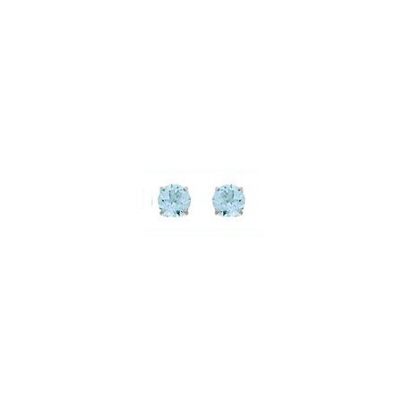Boucles d'oreilles topaze bleue Or 18 carats gris - 3 mm - La Petite Française