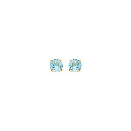 Boucles d'oreilles topaze bleue Or 18 carats jaune  - 3.5 mm - La Petite Française