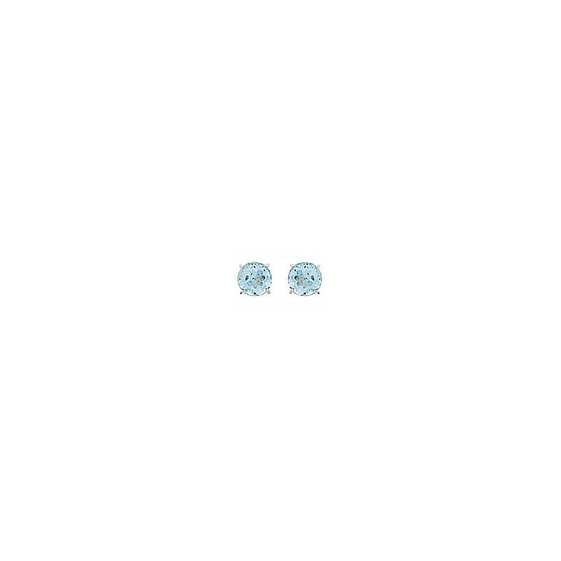 Boucles d'oreilles topaze bleue Or 18 carats gris - 4 mm - La Petite Française