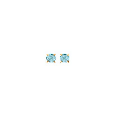 Boucles d'oreilles topaze bleue Or 18 carats jaune - 3 mm - La Petite Française