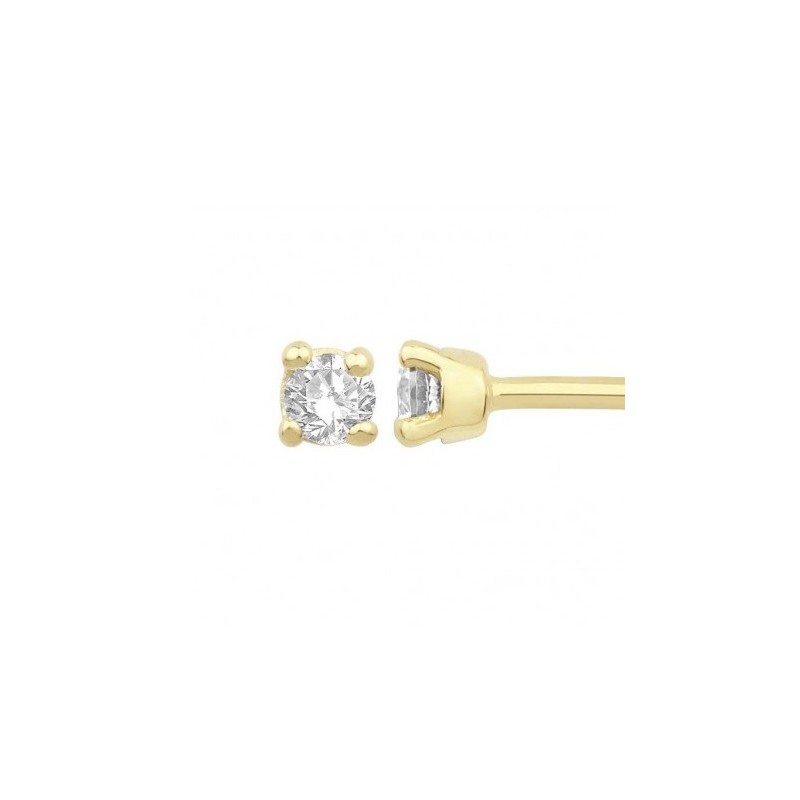 Boucles d'oreilles diamants,0.15 carat GSI1 4 griffes - Or 18 carats jaune - La Petite Française