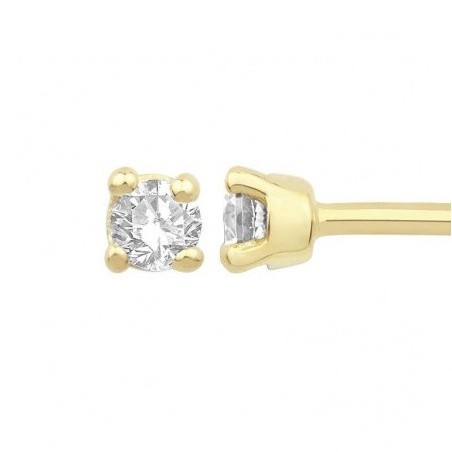 Boucles d'oreilles diamants,0.15 carat GSI1 4 griffes - Or 18 carats jaune - La Petite Française