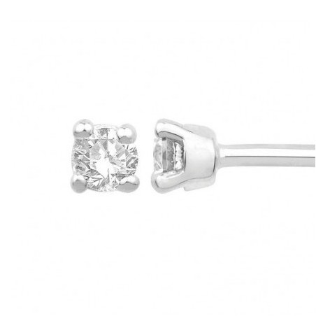 Boucles d'oreilles diamants, 0.15 carat GSI1 4 griffes - Or 18 carats gris - La Petite Française