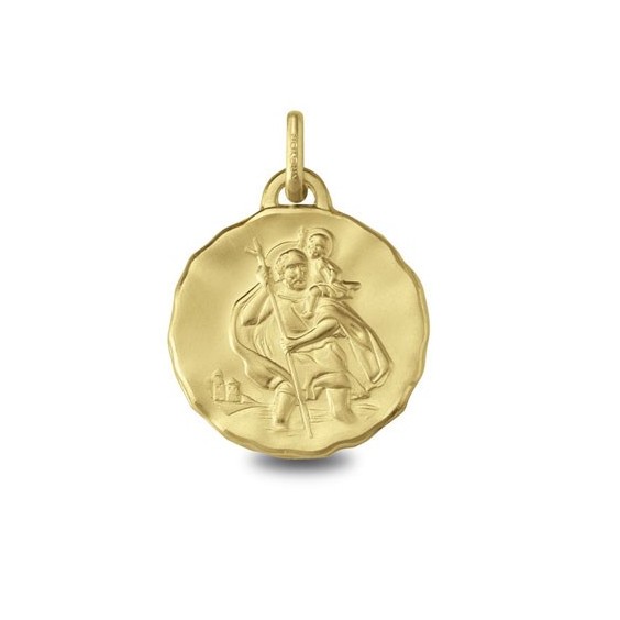 Médaille Saint-Christophe ronde en Or 9 carats jaune - La Petite Française