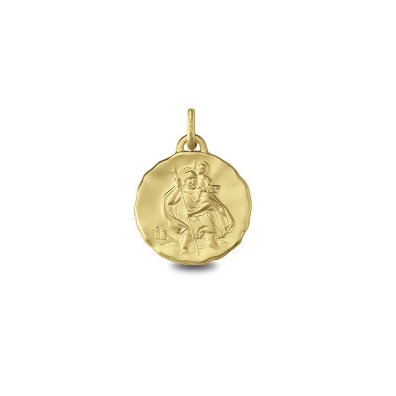 Médaille Saint-Christophe ronde en Or 9 carats jaune - La Petite Française Médaille Saint-Christophe ronde en Or 9 carats jaune - La Petite Française