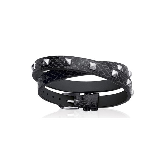 Bracelet ceinture clous cuir noir - La Petite Française