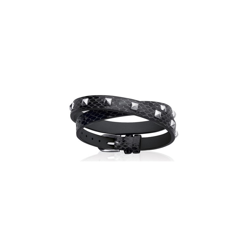 Bracelet ceinture clous cuir noir - La Petite Française