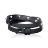 Bracelet ceinture clous cuir noir - La Petite Française