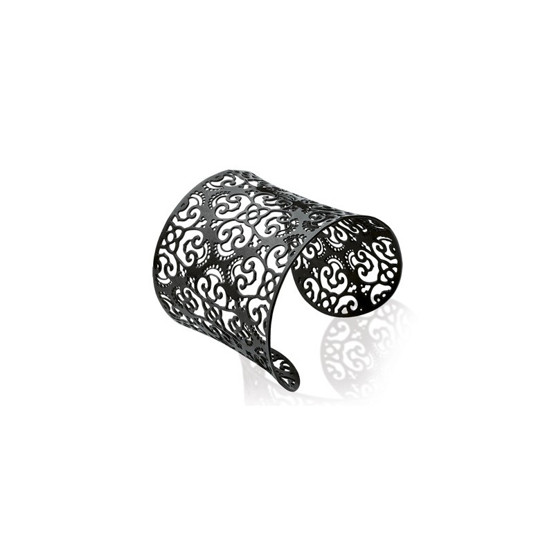 Bracelet manchette dentelle acier noir - La Petite Française