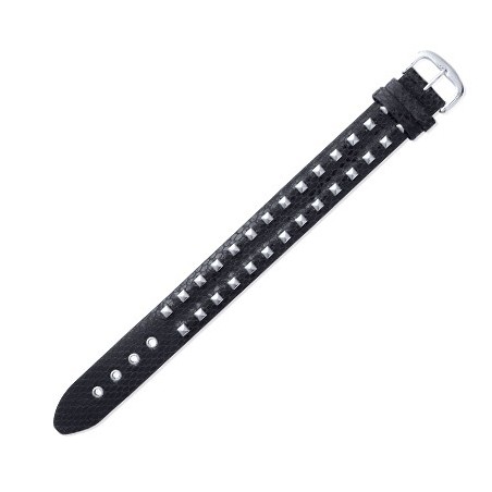 Bracelet de force clous cuir noir et acier - La Petite Française