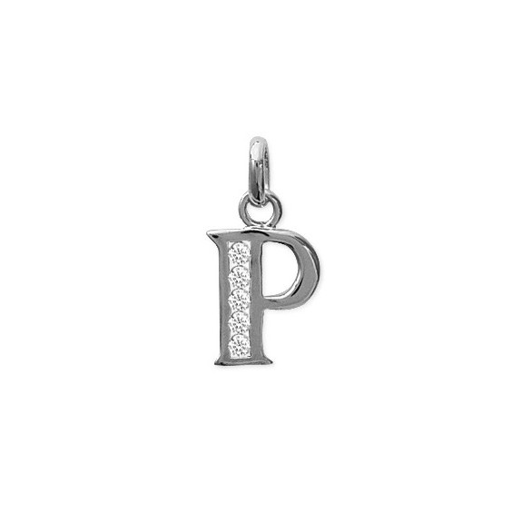 Pendentif lettre P et zirconiums argent - La Petite Française