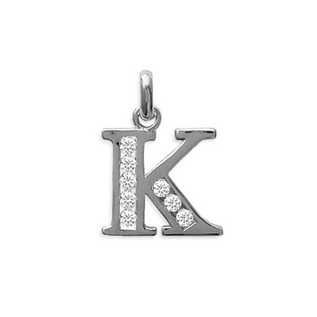 Pendentif lettre K et zirconiums argent - La Petite Française