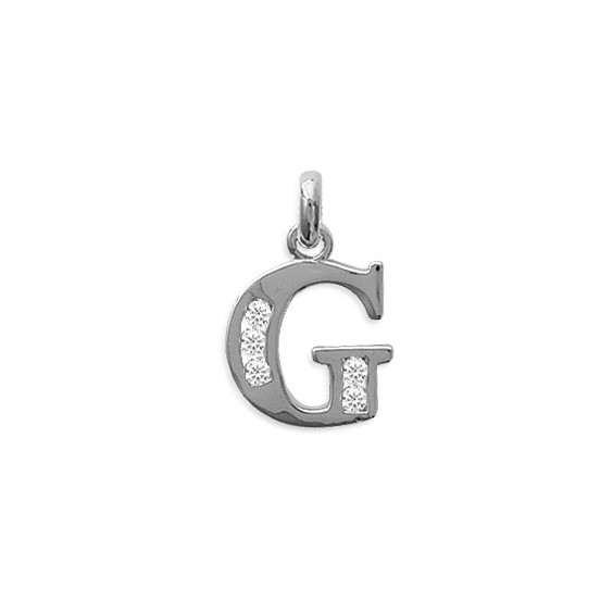 Pendentif  initiale G argent et zirconiums