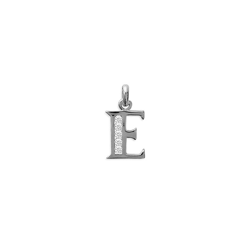 Pendentif lettre E et zirconiums argent - La Petite Française