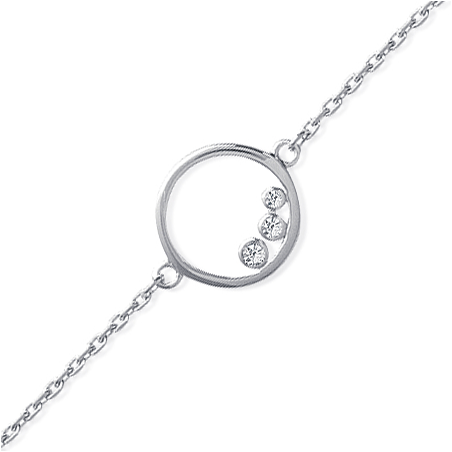 Bracelet anneau 3 zirconiums argent - La Petite Française