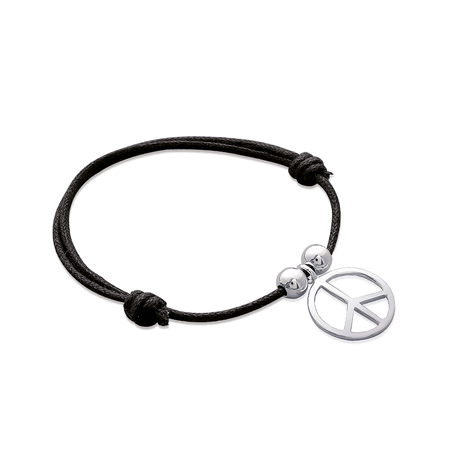 Bracelet Peace and Love argent sur cordon - La Petite Française