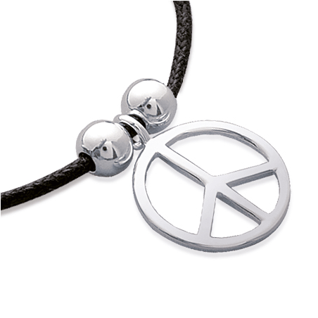 Bracelet Peace and Love argent sur cordon - La Petite Française