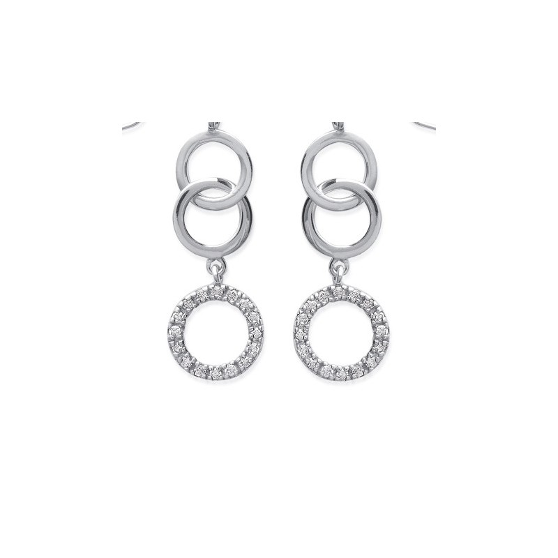 Boucles d'oreilles pendantes 3 cercles argent et zirconium - La Petite Française Boucles d'oreilles pendantes 3 cercles argent et zirconium - La Petite Française