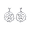 Boucles d'oreilles pendantes fleur argent et strass - La Petite Française