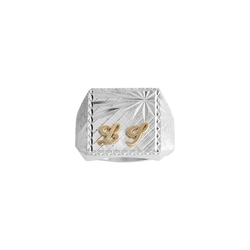 Chevalière argent, initiales Or 18 carats jaune - La Petite Française