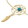 Bracelet attrape-rêve plume plaqué or et turquoise - La Petite Française