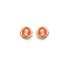 Boucles d'oreilles camées corail rondes plaqué or - La Petite Française