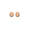 Boucles d'oreilles camées corail ovale plaqué or - La Petite Française