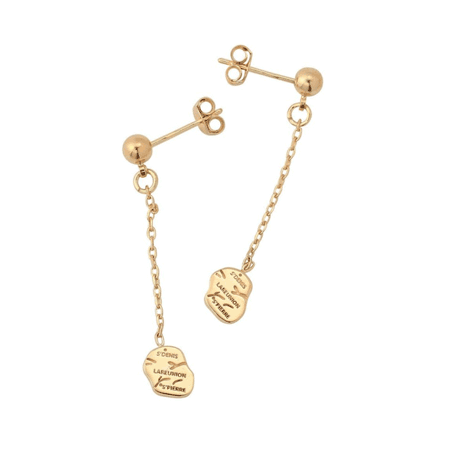 Boucles d'oreilles carte Réunion pendantes plaqué or - La Petite Française