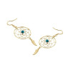 Boucles d'oreilles attrape-rêve plume plaqué or et turquoise - La Petite Française