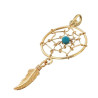 Pendentif attrape-rêves plaqué or et turquoise 1 plume - La Petite Française