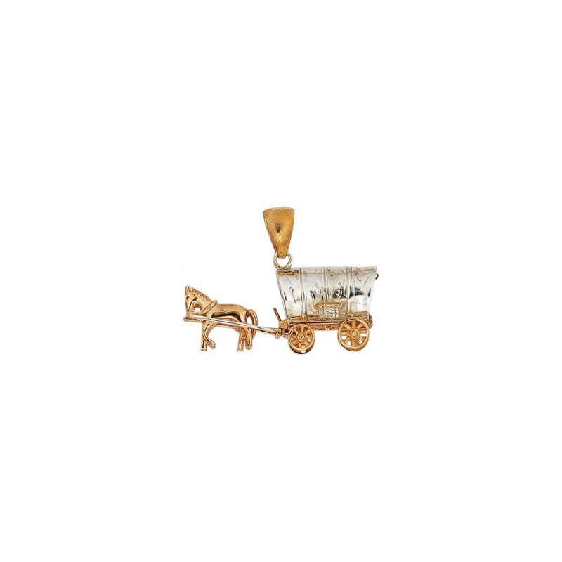 Pendentif chariot de far-west en argent et bronze - La Petite Française