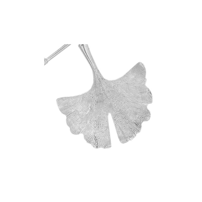 Collier Ginkgo biloba 2 feuilles argent - La Petite Française