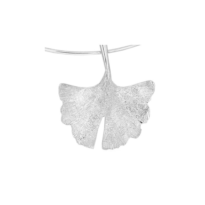 Collier Ginkgo biloba 3 feuilles argent - La Petite Française