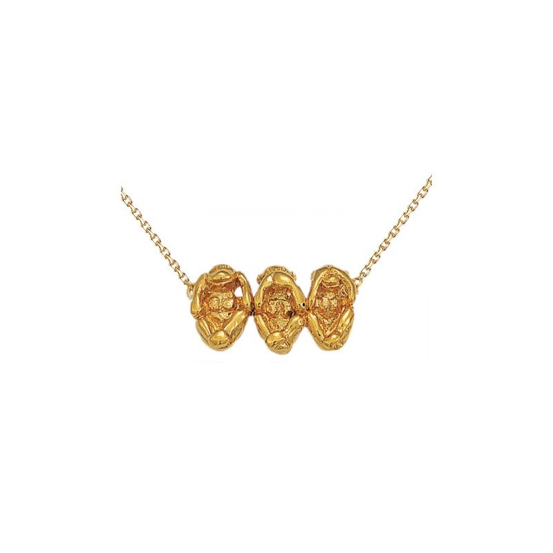 Collier singes de la sagesse plaqué or - La Petite Française