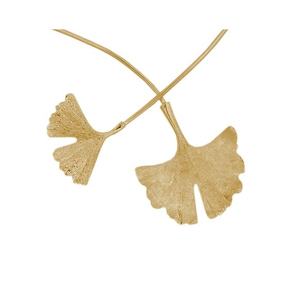 Collier Ginkgo biloba 2 feuilles Or 18 carats jaune - La Petite Française