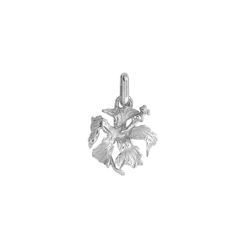 Pendentif hibiscus Or 18 carats gris - La Petite Française
