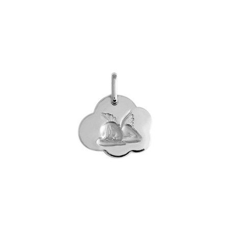 Médaille ange nuage Or 18 carats gris - 15 mm - La Petite Française