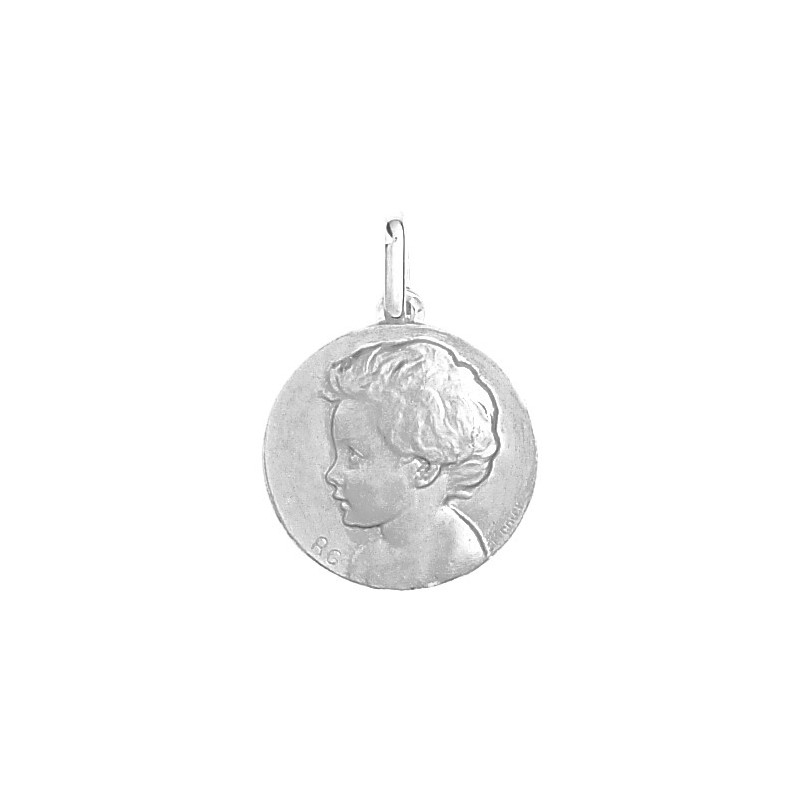 Médaille enfant - 20 mm - Or 18 carats gris - La Petite Française