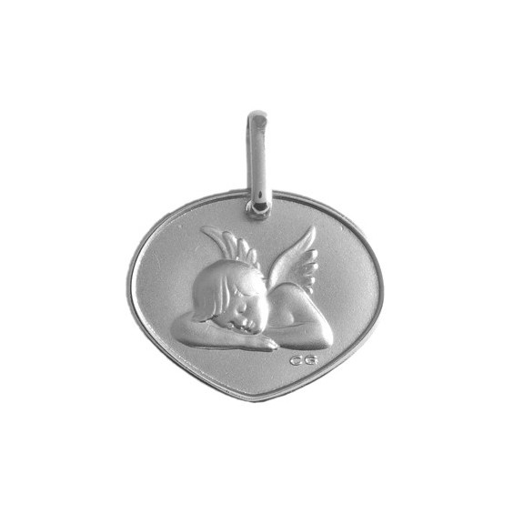 Médaille triangulaire ange Or 18 carats gris - La Petite Française