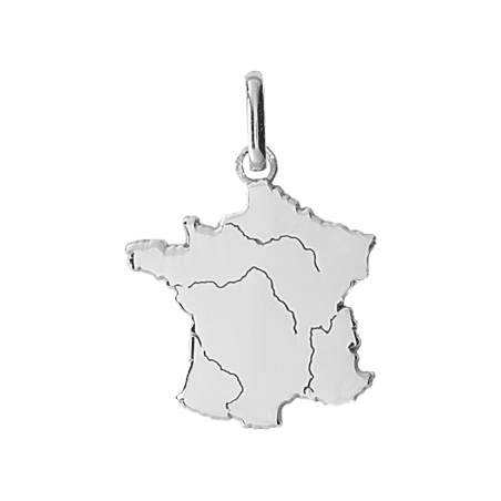 Pendentif carte de France Or 18 carats gris - La Petite Française