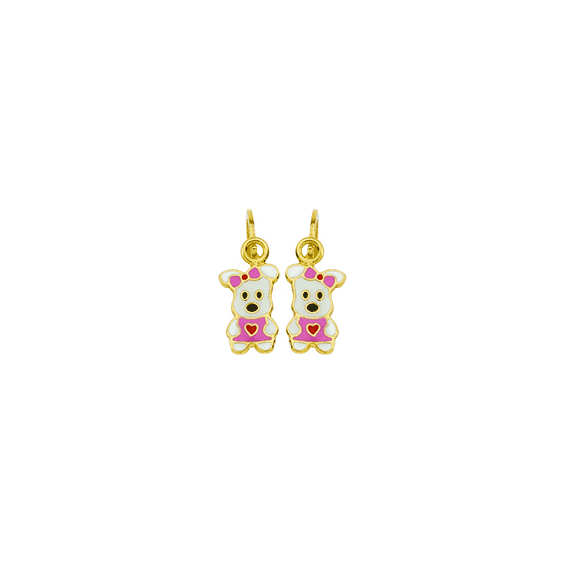 Boucles d'oreilles pendantes chiots roses Or 18 carats - La Petite Française